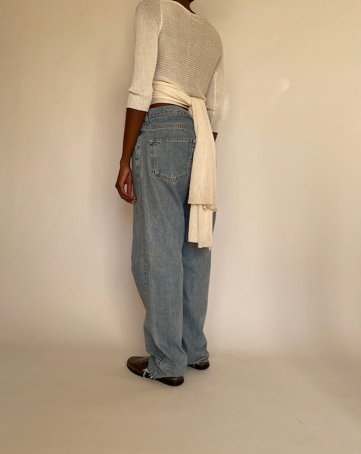 VINTAGE CREAM WRAP AND TIE SHIRT 4292