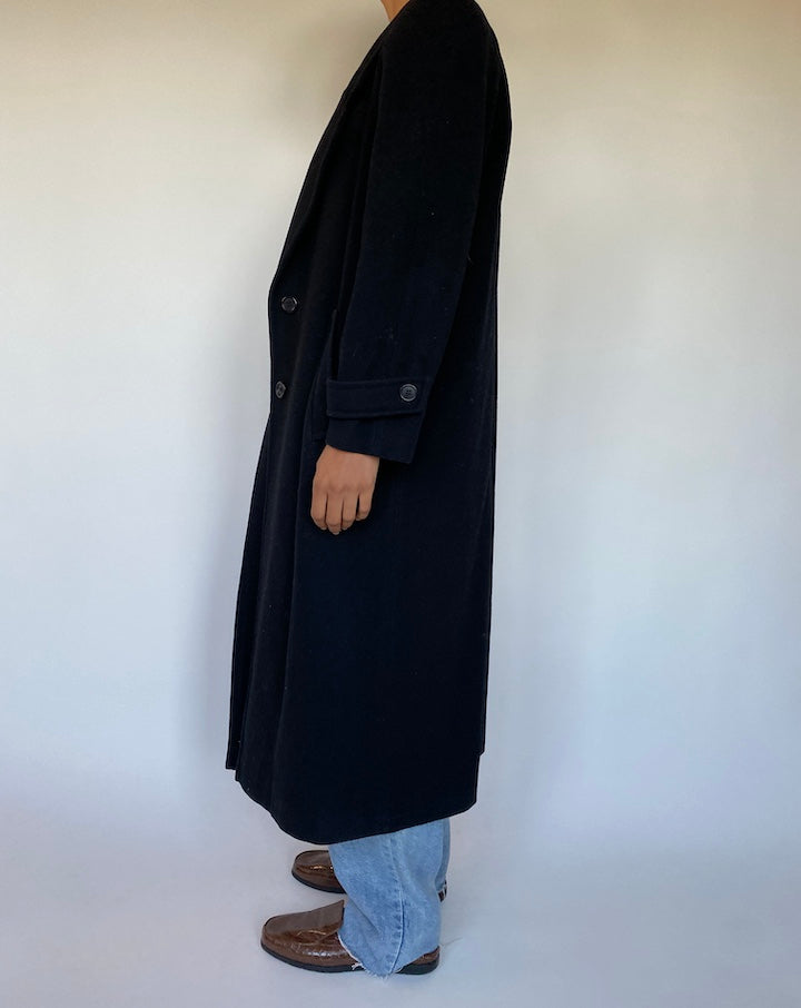 VINTAGE BLACK WOOL COAT 1480