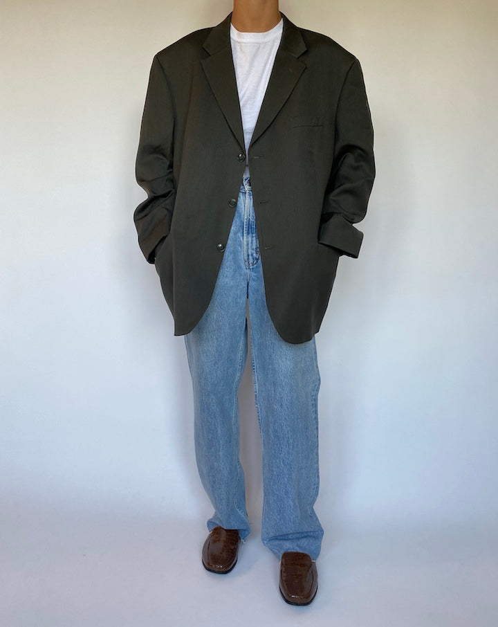 VINTAGE DARK GREEN WOOL BLAZER 1482