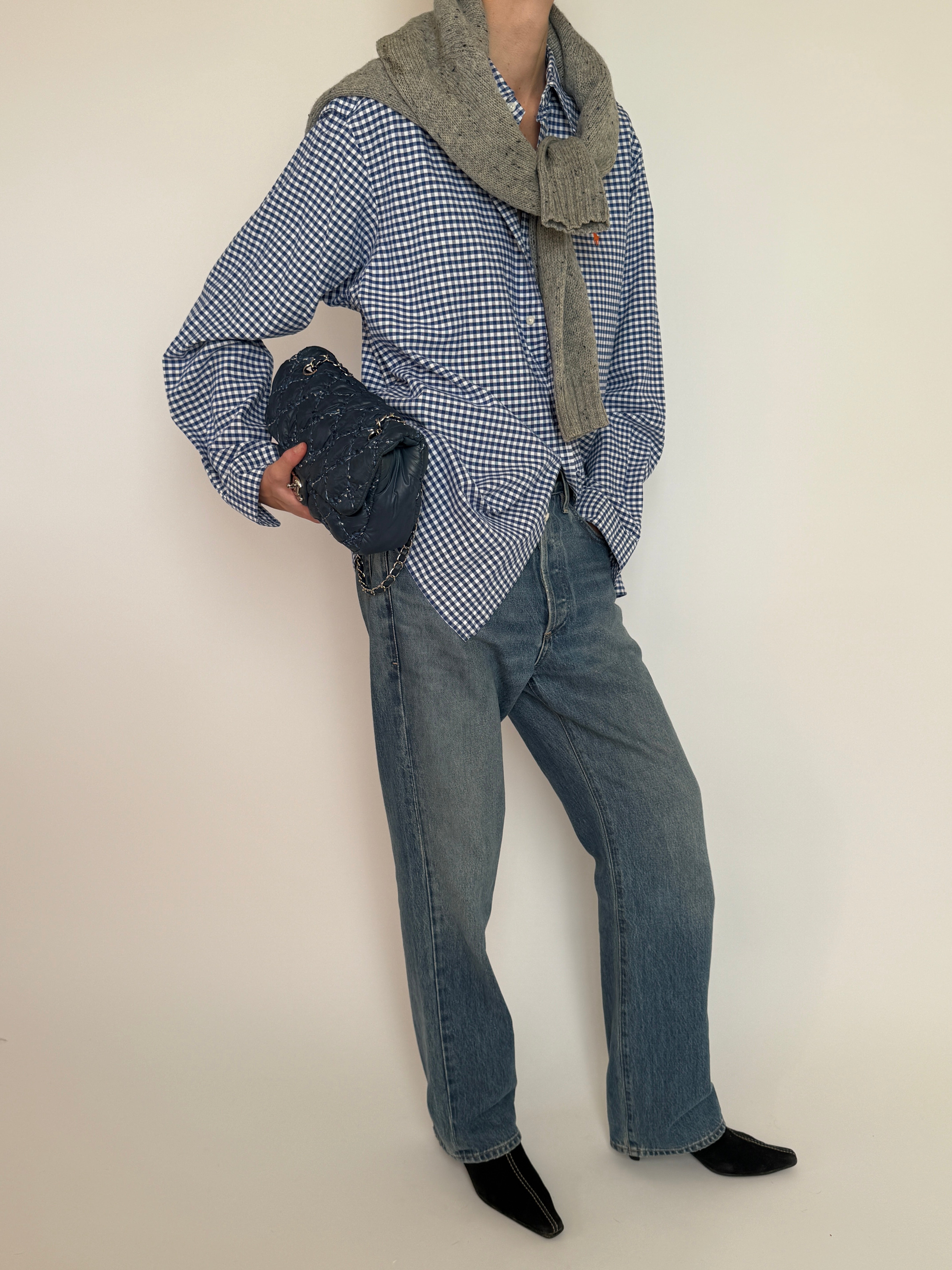Vintage Ralph Lauren blue gingham shirt side view