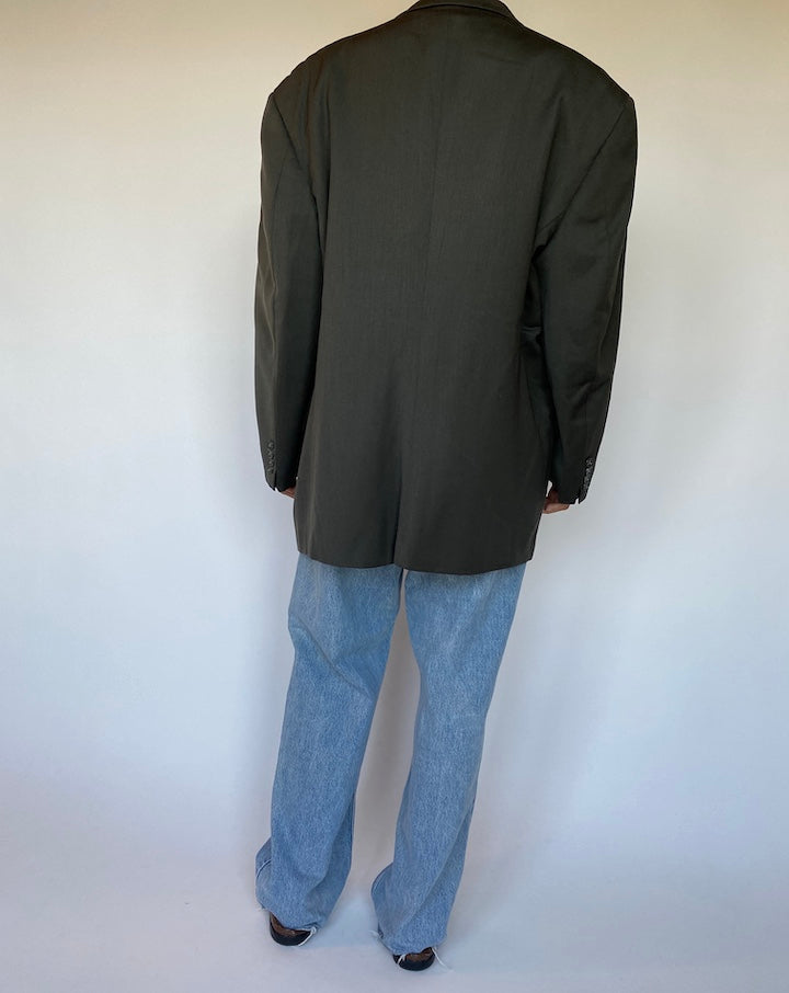 VINTAGE DARK GREEN WOOL BLAZER 1482