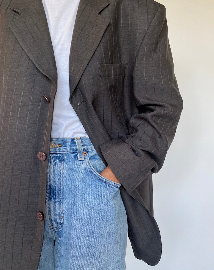 VINTAGE SINGLE BREASTED STRIPED BLAZER 1484
