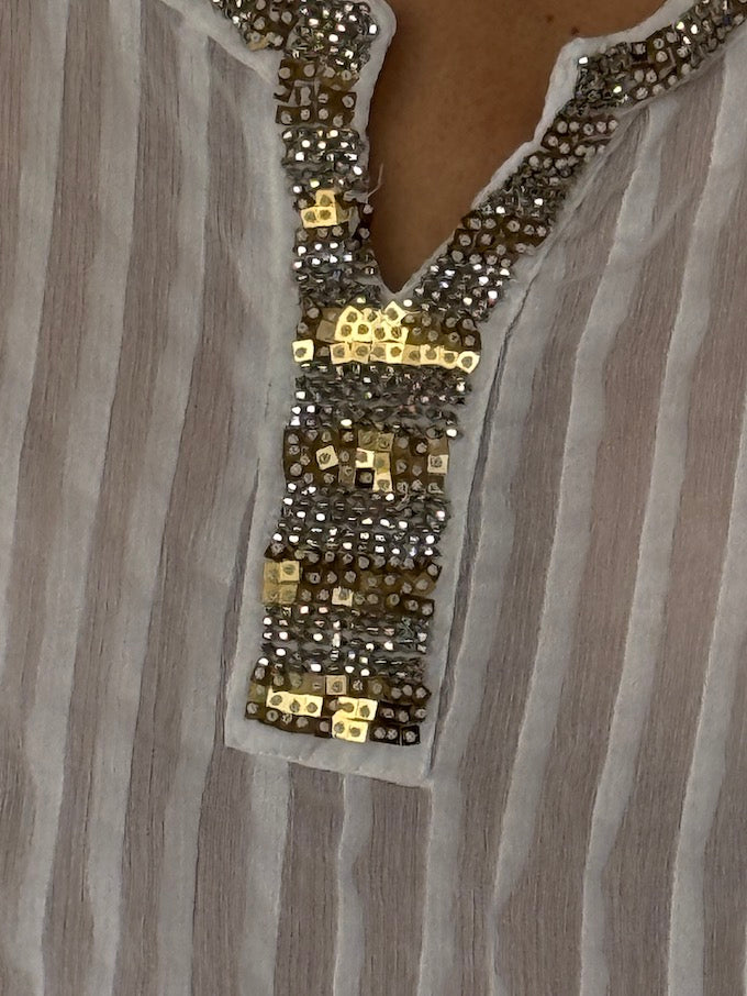 Vintage Sheer Embellished Blouse 6623