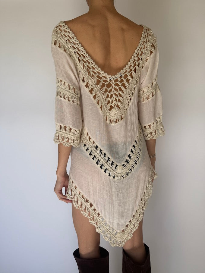 Vintage Boho Dress Cream 5949
