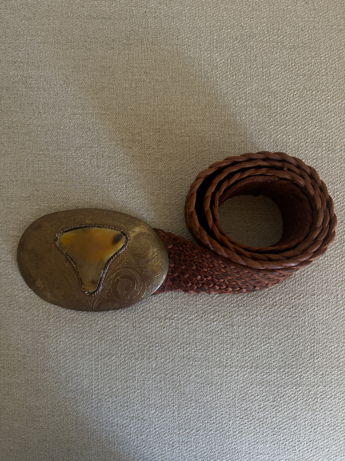 Vintage Western Braided Leather Belt Brown 8323