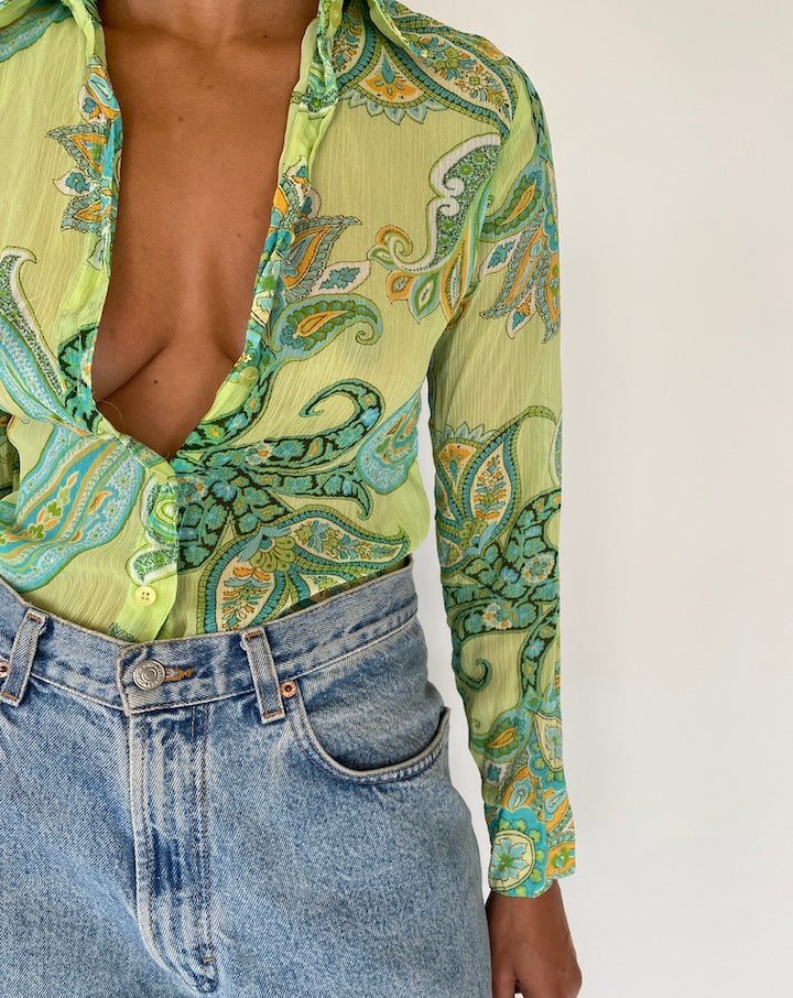 VINTAGE GREEN BUTTON DOWN SHIRT 2300