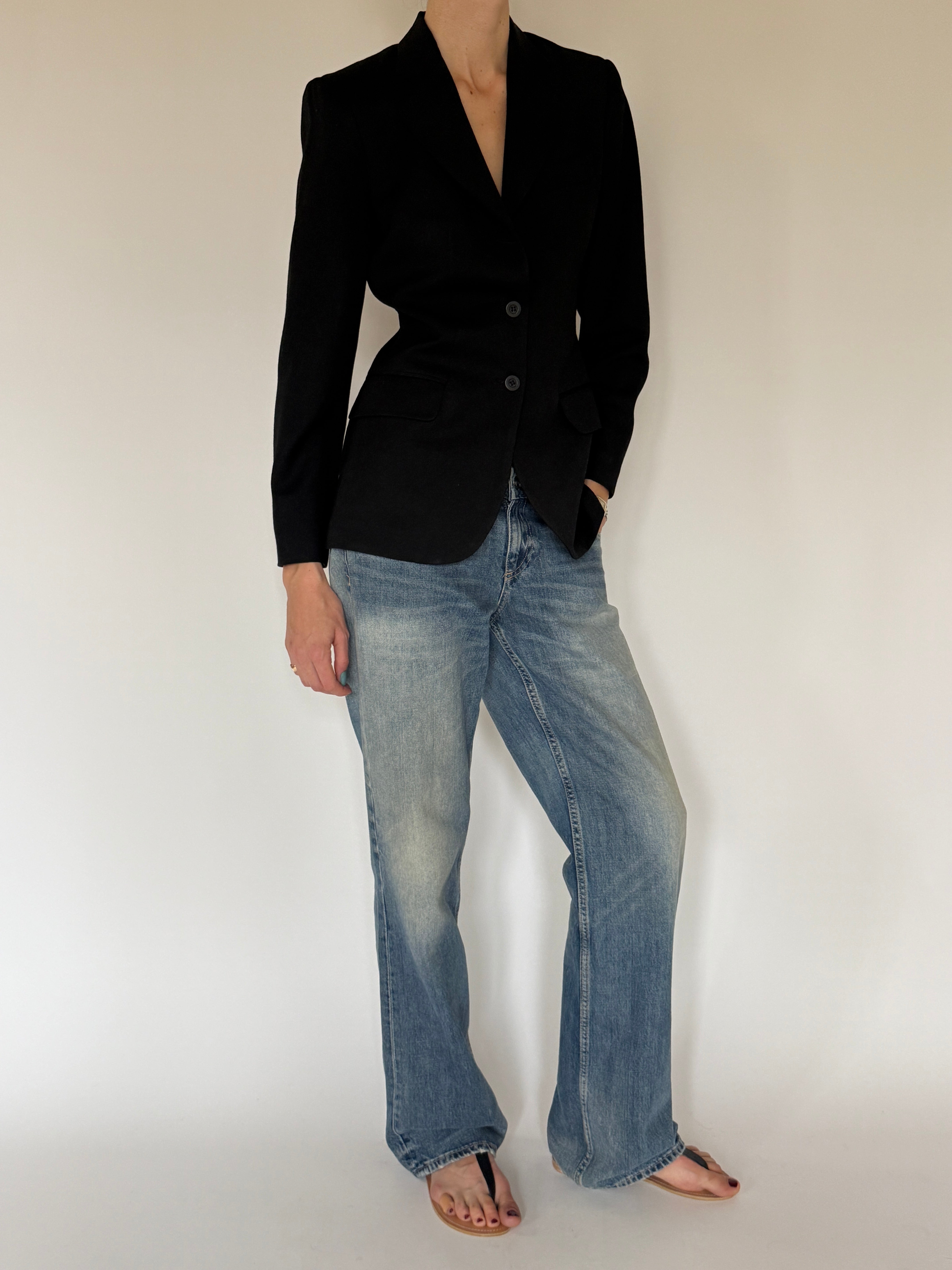 Vintage 100% wool blazer side detail