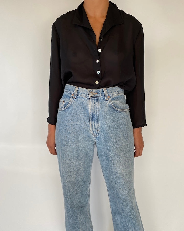 VINTAGE BLACK SHEER BLOUSE 2301