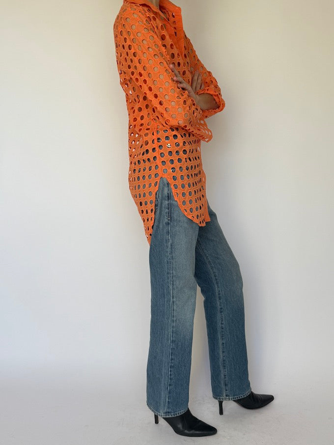 Vintage Eyelet Shirt Orange 6624