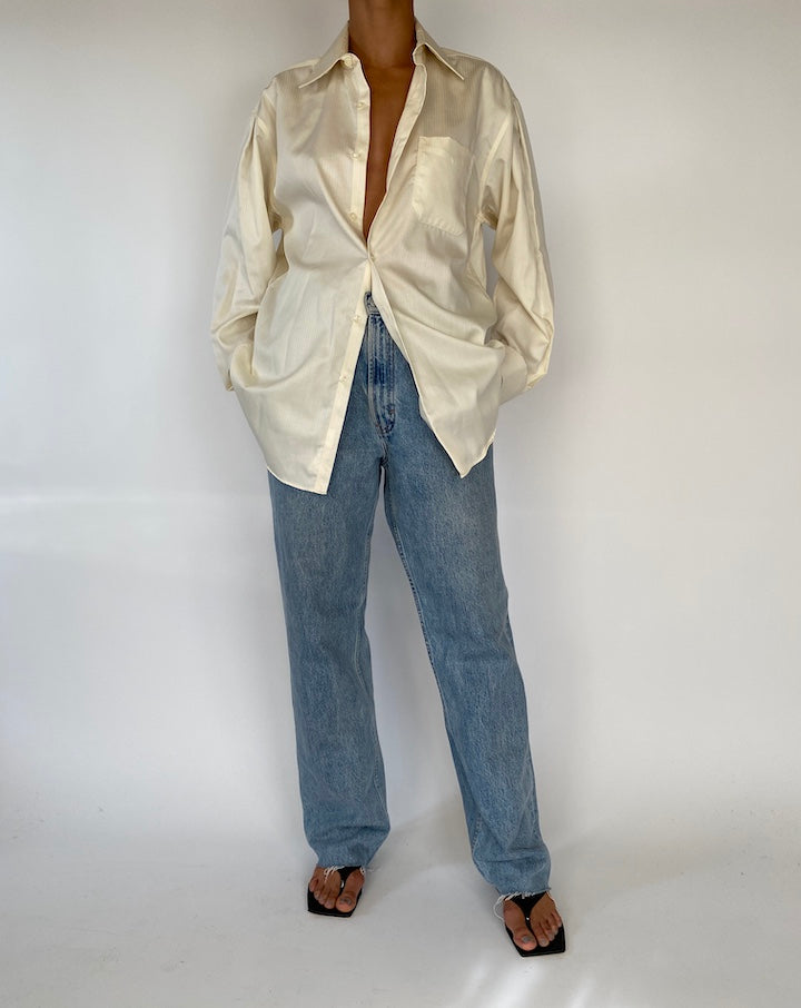 VINTAGE OVERSIZED CREAM AND STRIPED SHIRT 2303