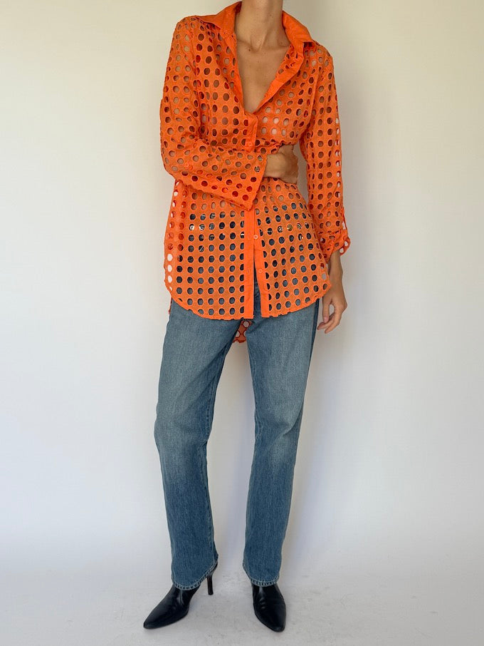 Vintage Eyelet Shirt Orange 6624