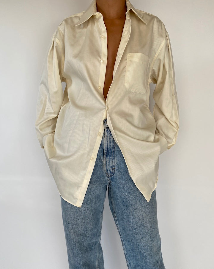 VINTAGE OVERSIZED CREAM AND STRIPED SHIRT 2303