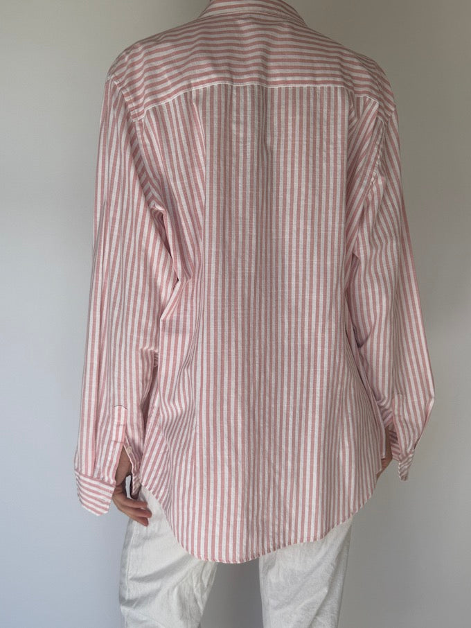 Vintage pink & white striped shirt 5938