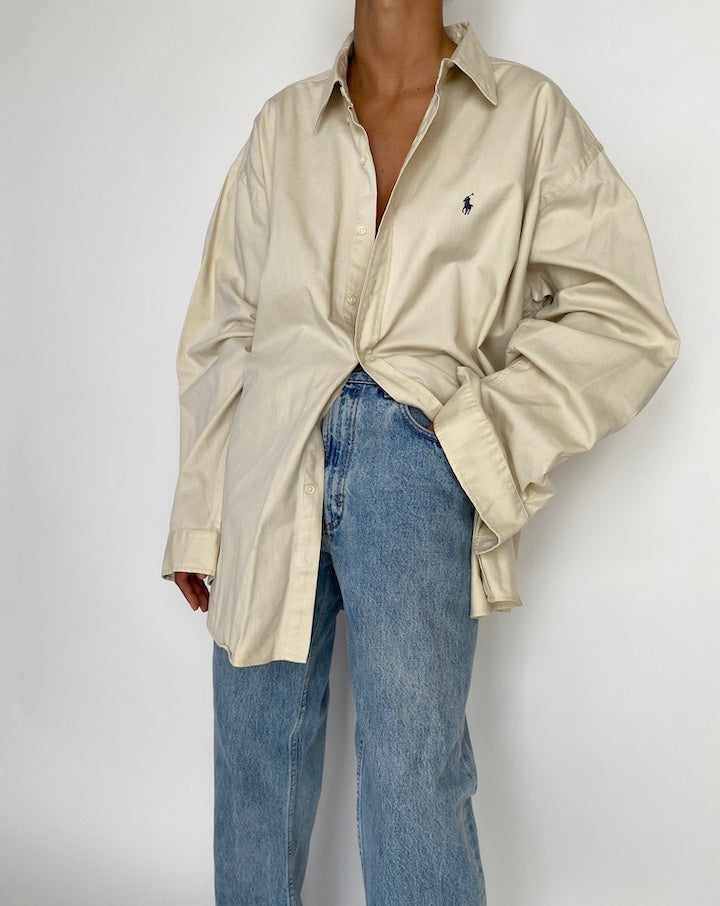 VINTAGE OVERSIZED BEIGE RALPHA LAUREN SHIRT 2821