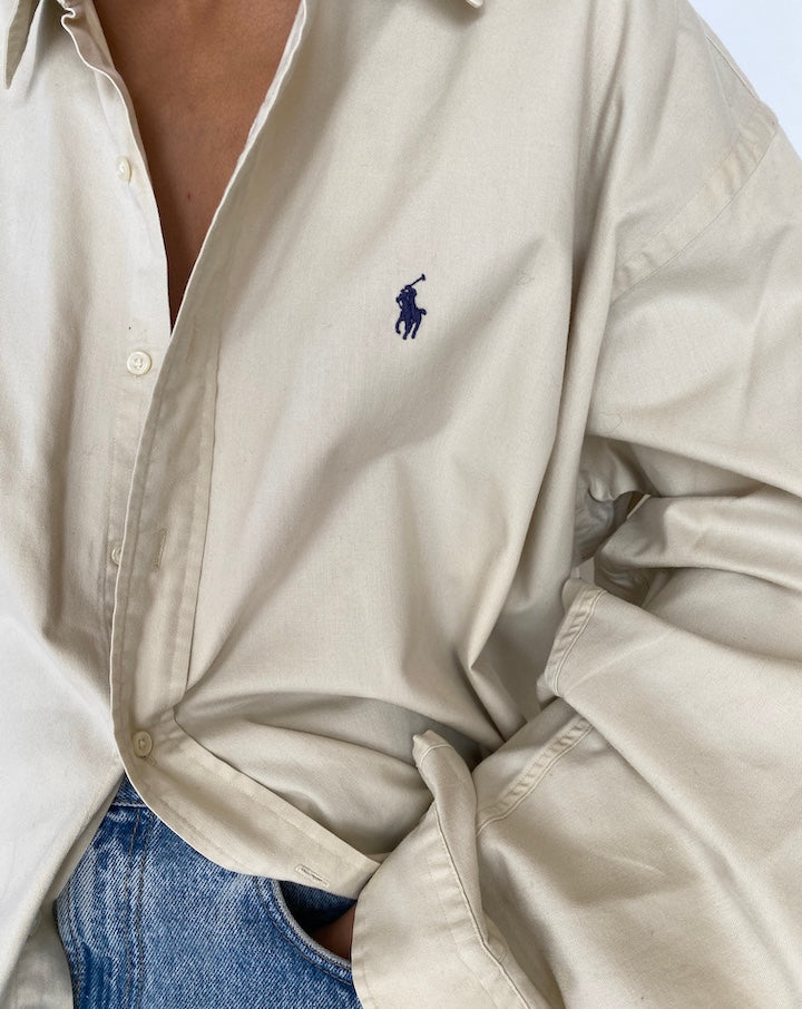 VINTAGE OVERSIZED BEIGE RALPHA LAUREN SHIRT 2821