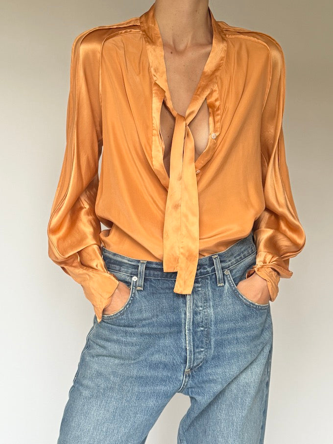 Vintage Silk Blouse Orange