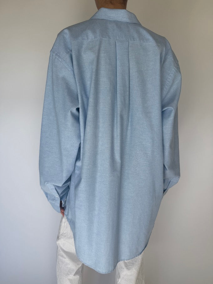 Vintage Oversized Cotton Shirt Light Blue 5935