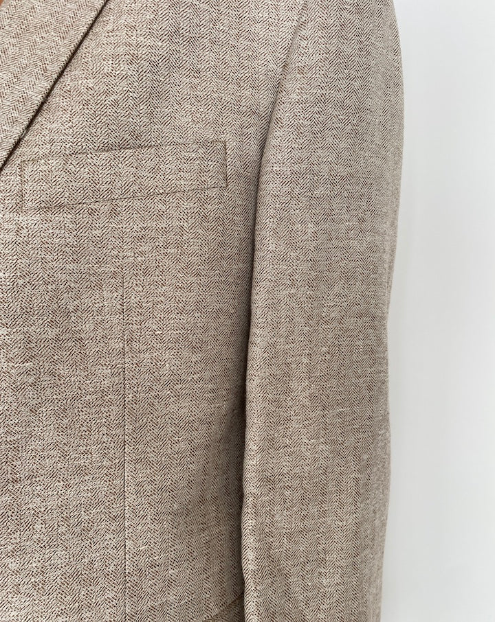 VINTAGE OATMEAL COLORED LINEN AND WOOL BLAZER 2823