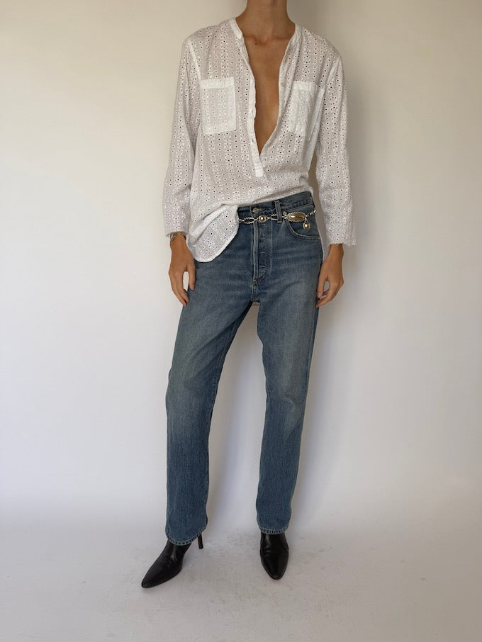 Vintage Embroidered Tunic White 6262