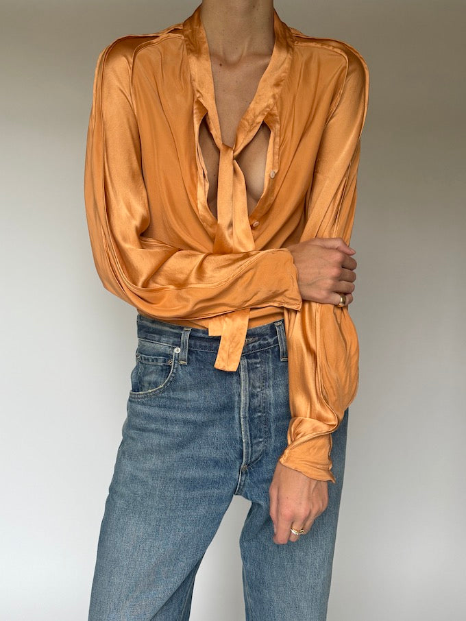Vintage Silk Blouse Orange