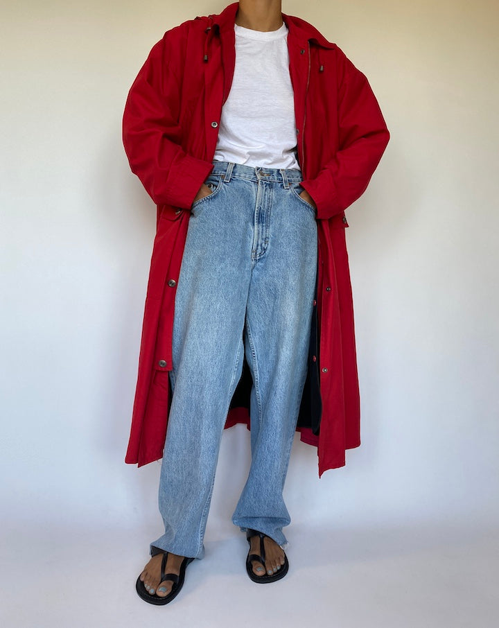 VINTAGE OVERSIZED RED LONG COAT 1496-5