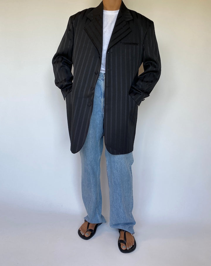 VINTAGE BLACK STRIPED BLAZER 1497