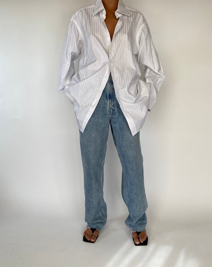VINTAGE OVERSIZED WHITE STRIPED SHIRT 2310