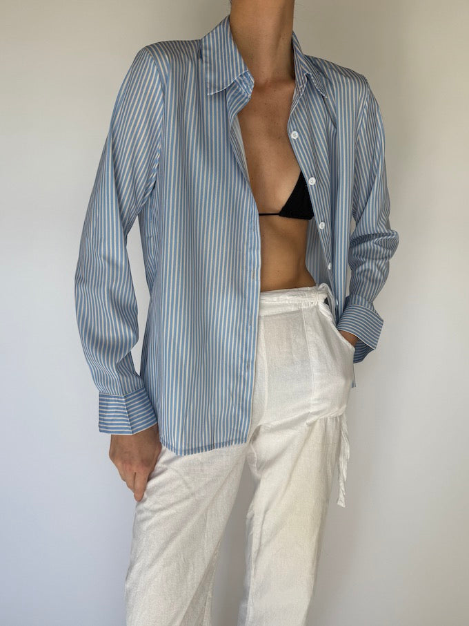 Vintage shirt in striped blue & white 5973
