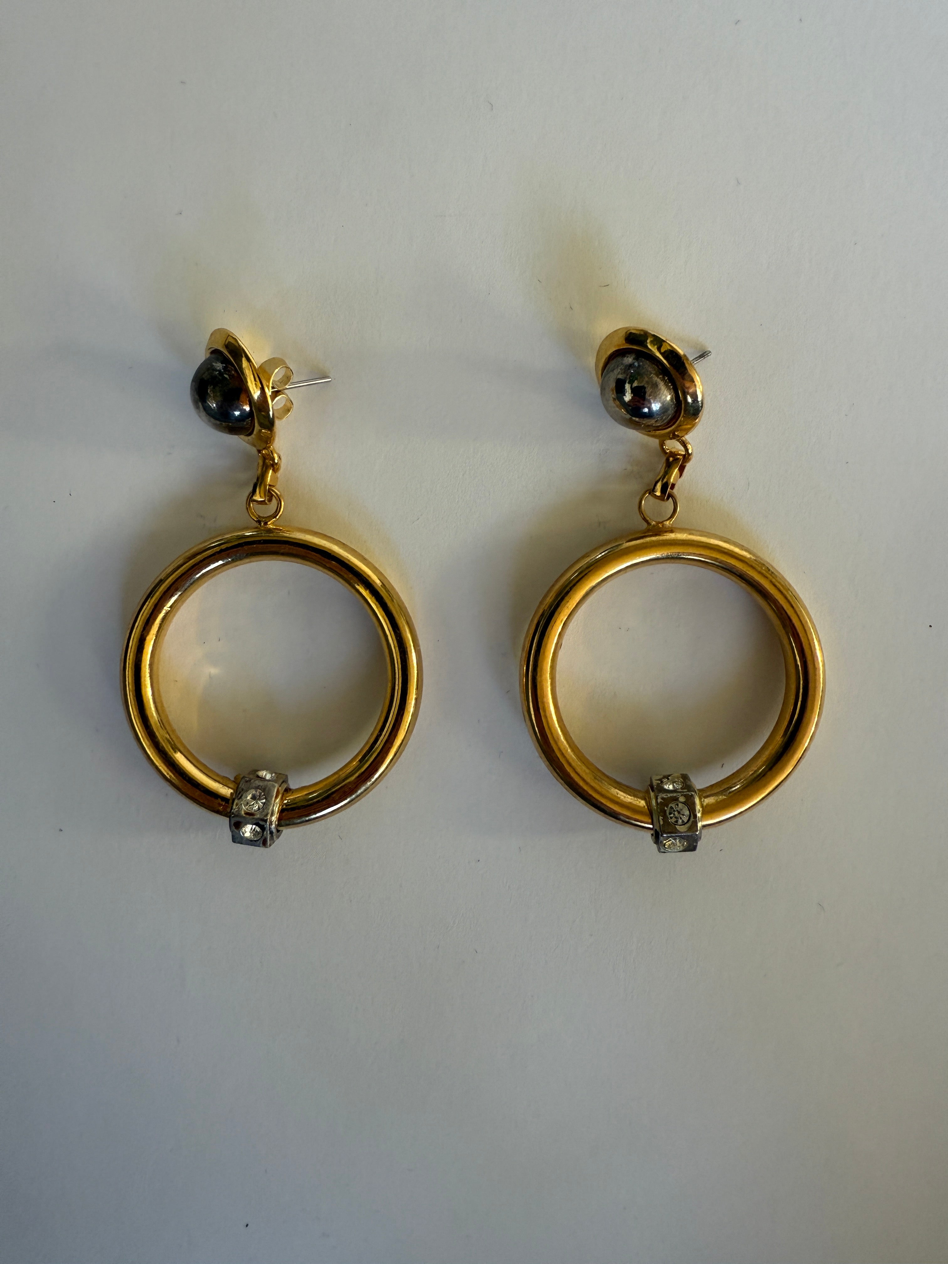 Vintage gold-tone hoop earrings pair close-up