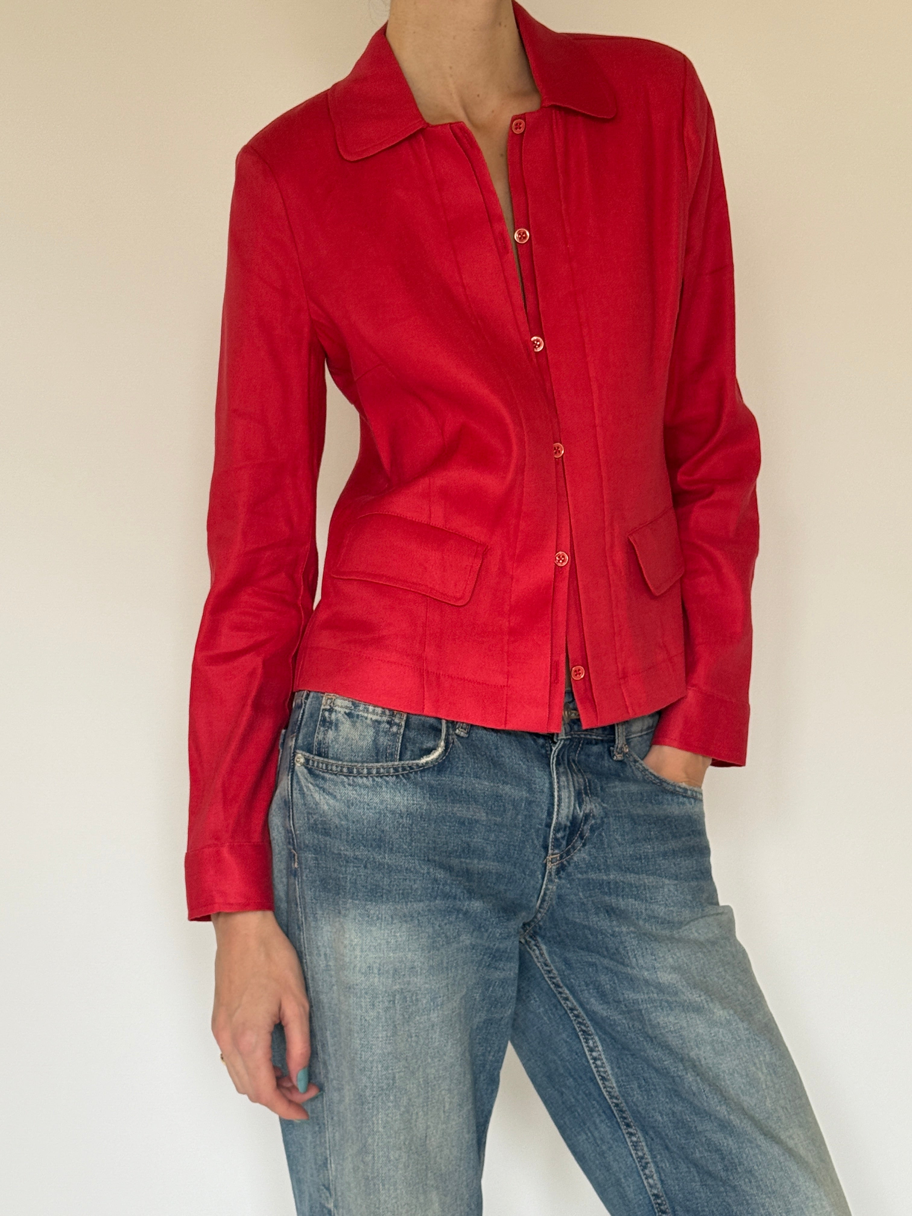 Vintage red fabric close-up