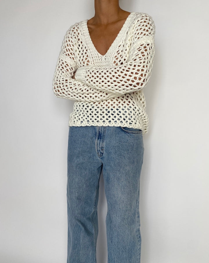 VINTAGE WHITE FISHNET SWEATER 2826