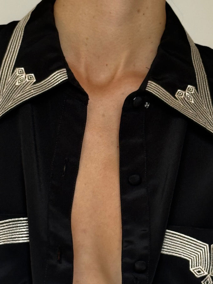 Vintage Western Shirt with Embroidery Detailing Black 6426