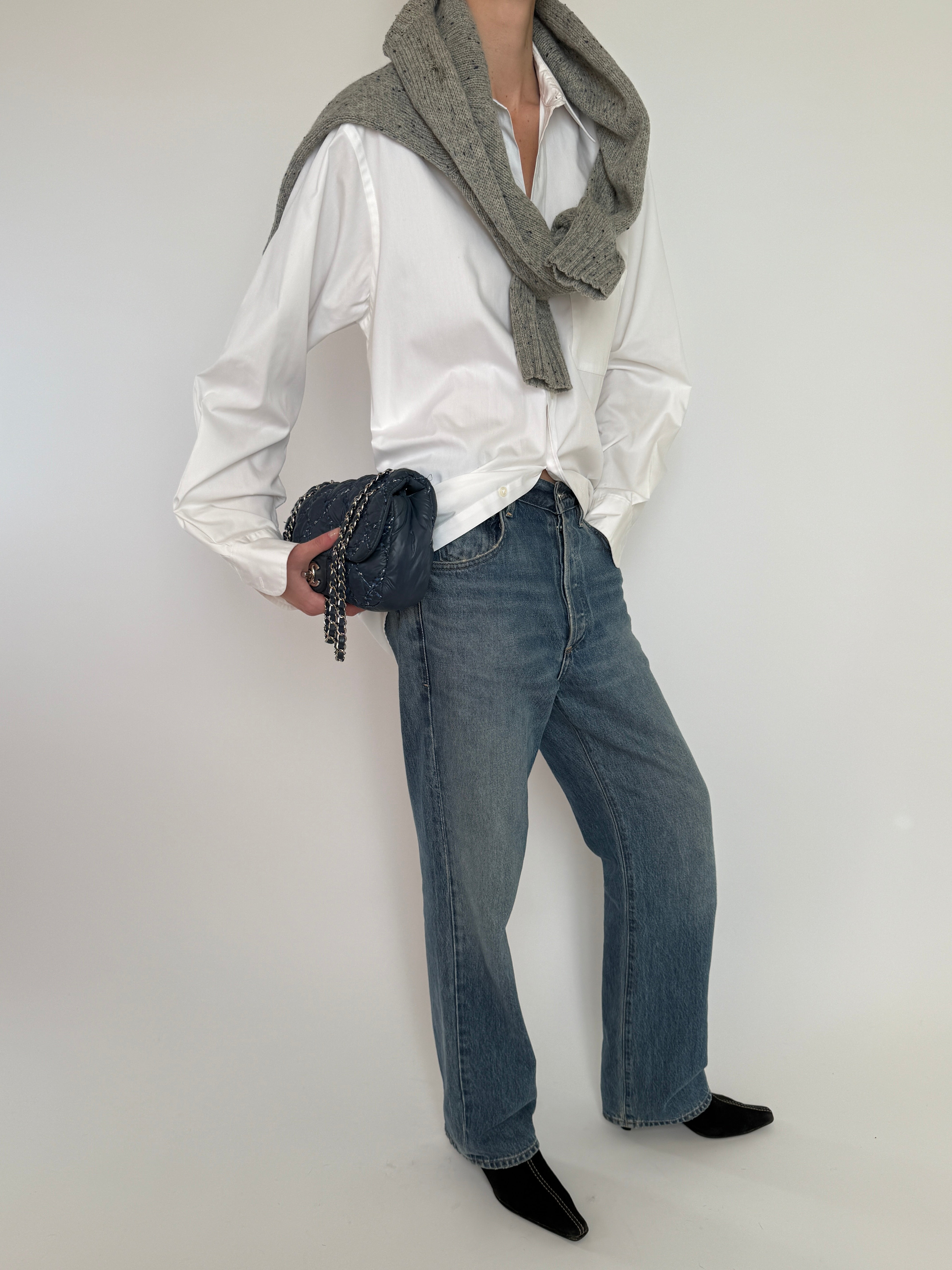 Vintage white cotton button-up shirt front view