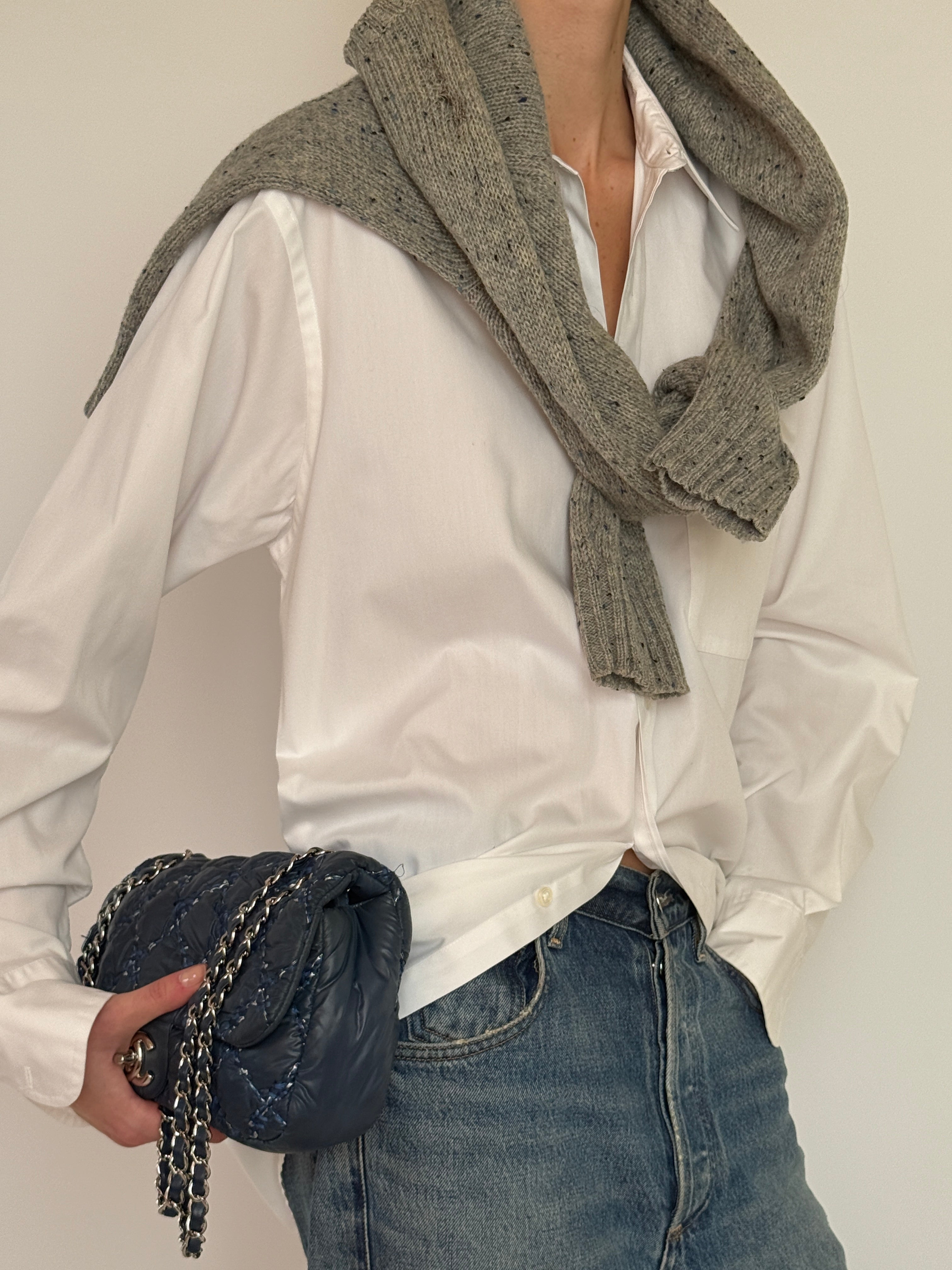 Vintage white cotton button-up shirt silhouette