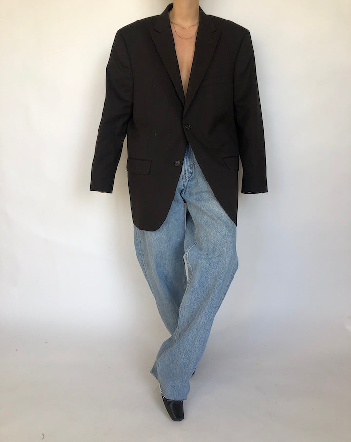 VINTAGE DARK BROWN WOOL BLAZER 334