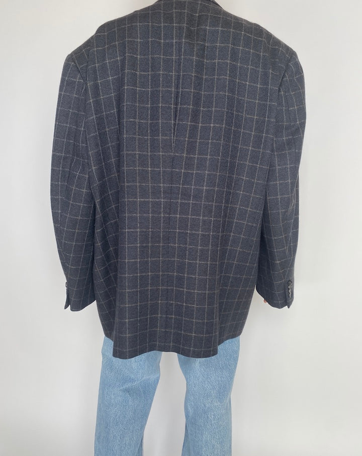 VINTAGE OVERSIZED CHECKED WOOL BLAZER 2829