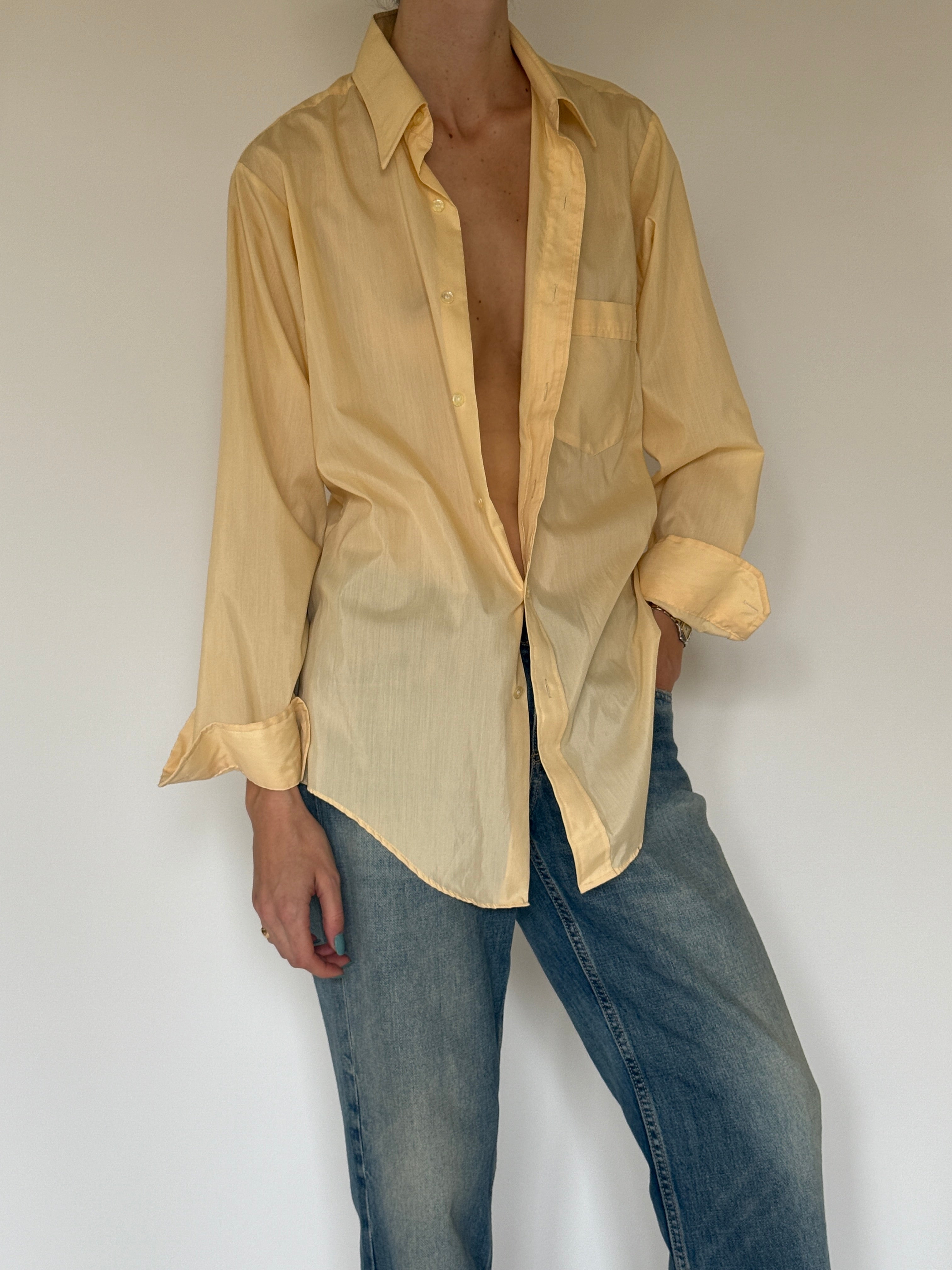 Vintage butter yellow shirt front view