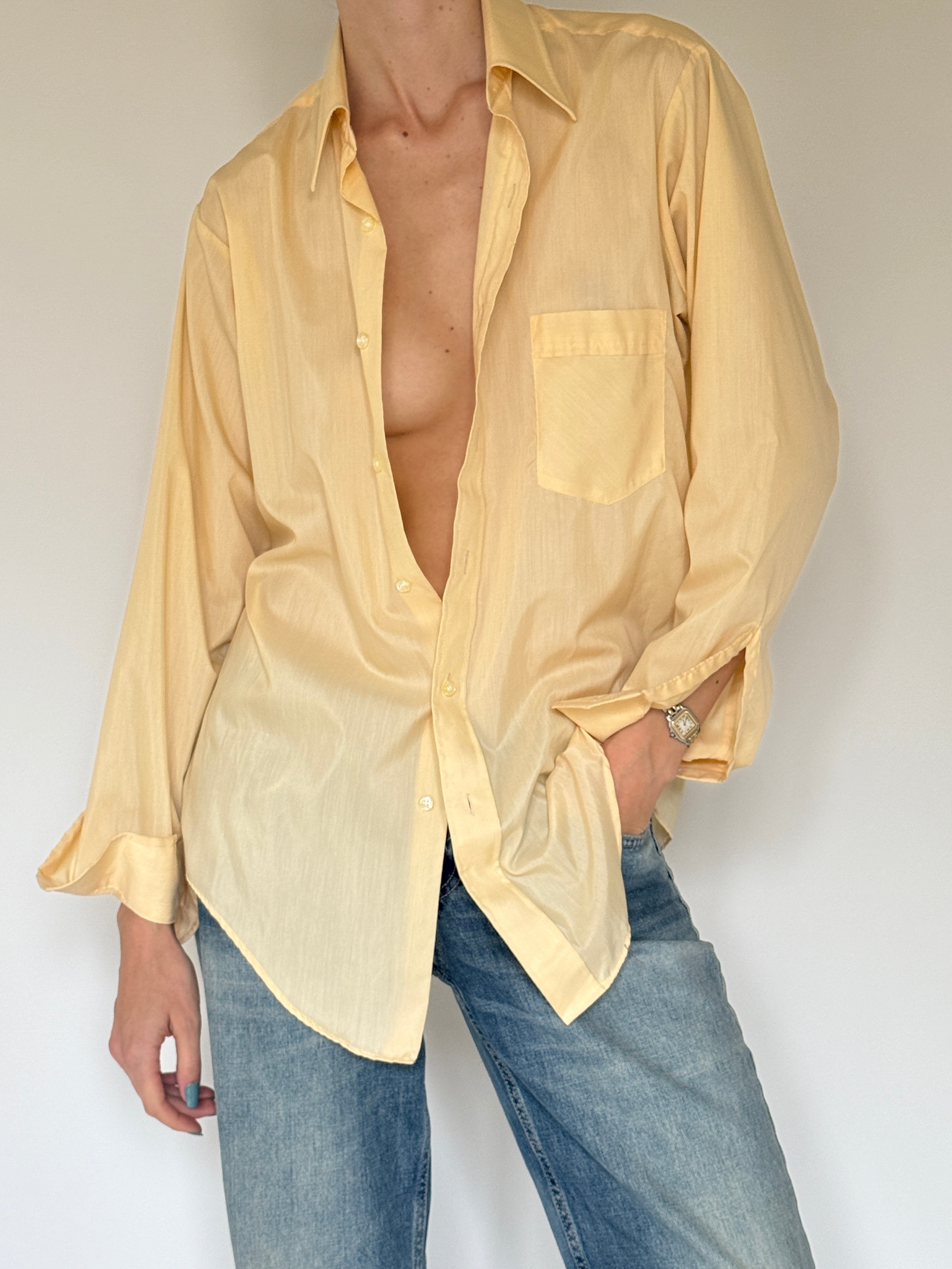 Vintage butter yellow shirt front view