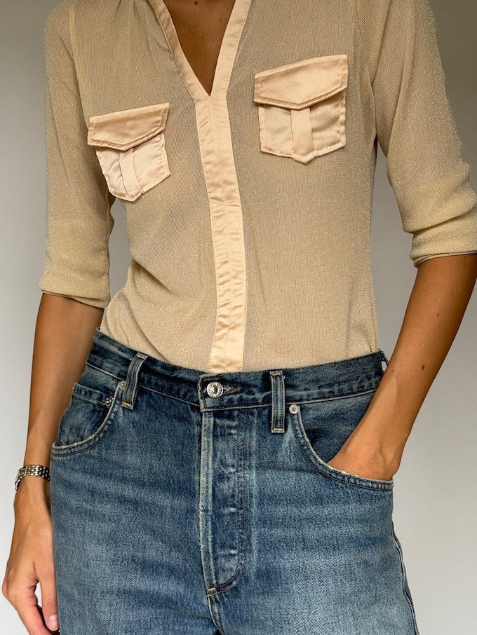 Vintage Sheer Nude Utility Top