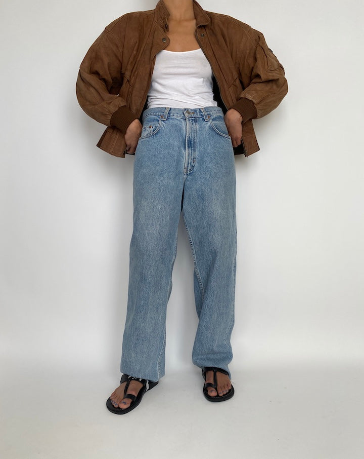 VINTAGE BOXY BROWN LEATHER JACKET 2032