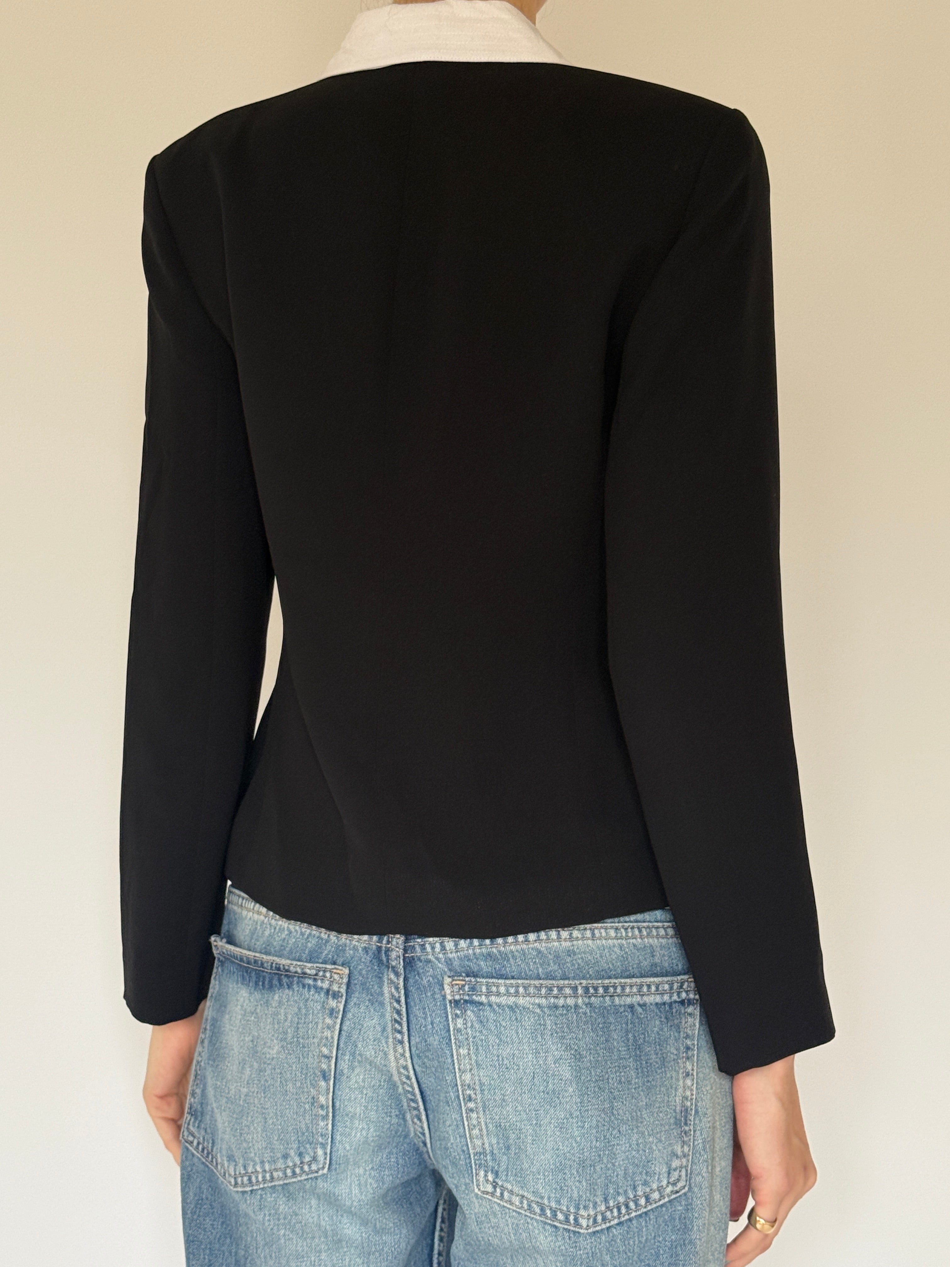 Vintage black tailored blazer back view