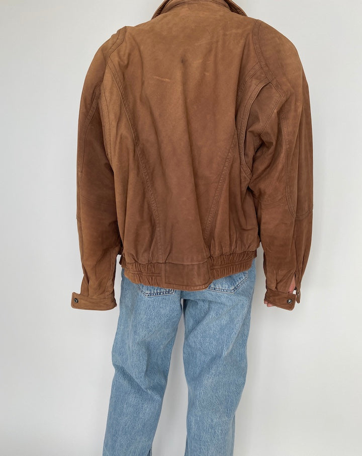VINTAGE BOXY BROWN LEATHER JACKET 2833