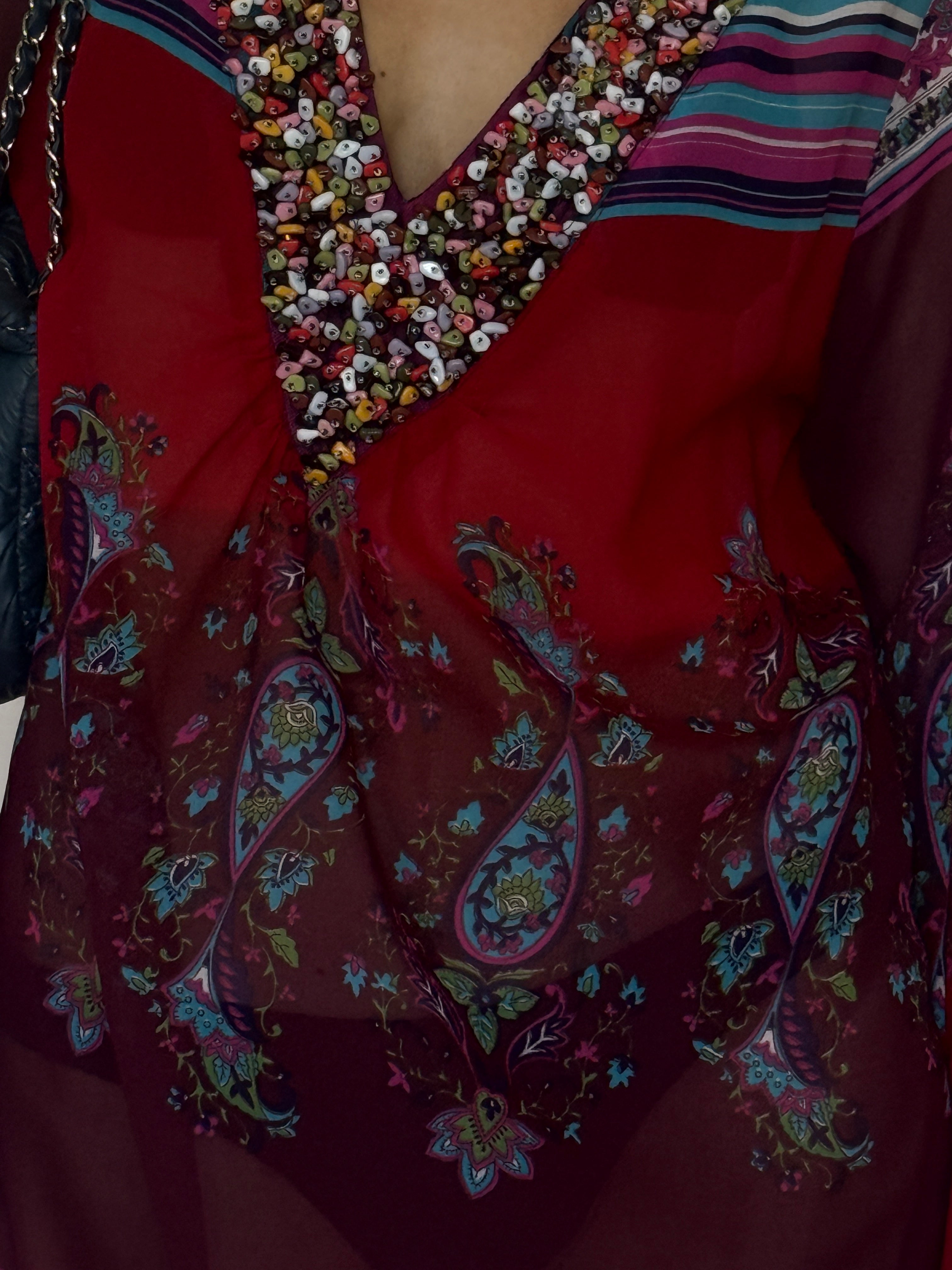 Paisley print detail.