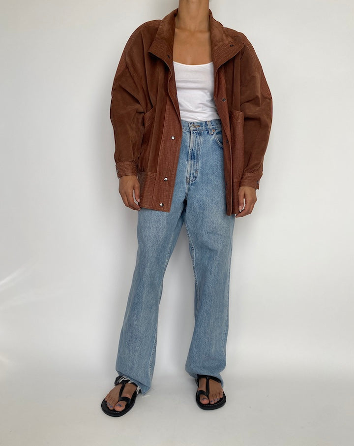 VINTAGE OVERSIZED SEDE LEATHER JACKET 2834