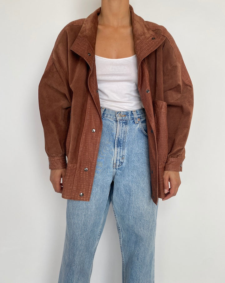 VINTAGE OVERSIZED SEDE LEATHER JACKET 2834