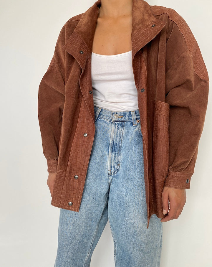 VINTAGE OVERSIZED SEDE LEATHER JACKET 2834
