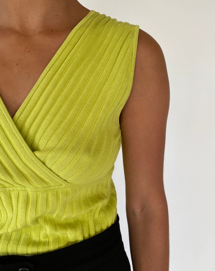 VINTAGE LIME GREEN KNIT TOP 2326