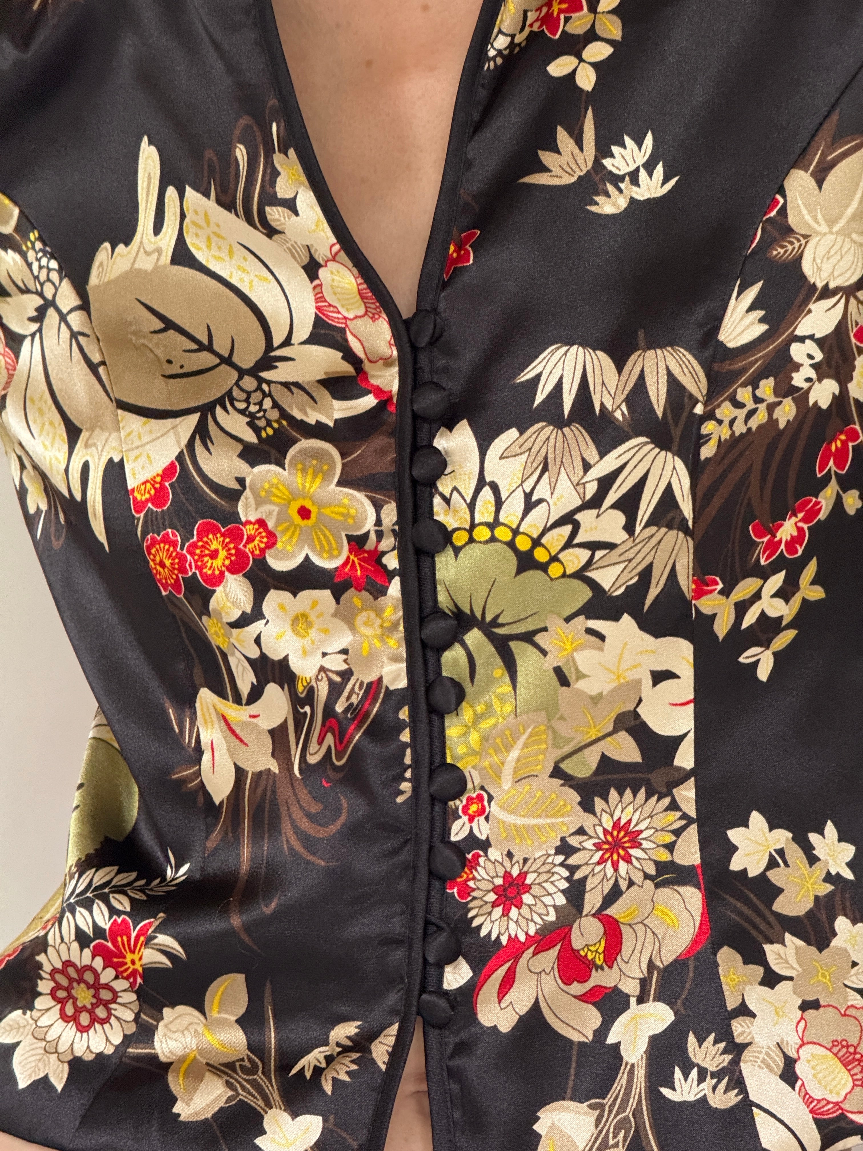 Vintage black jacket with covered button detail