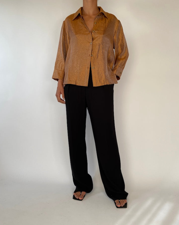 VINTAGE SHIMMERY BUTTON DOWN BLOUSE 2330