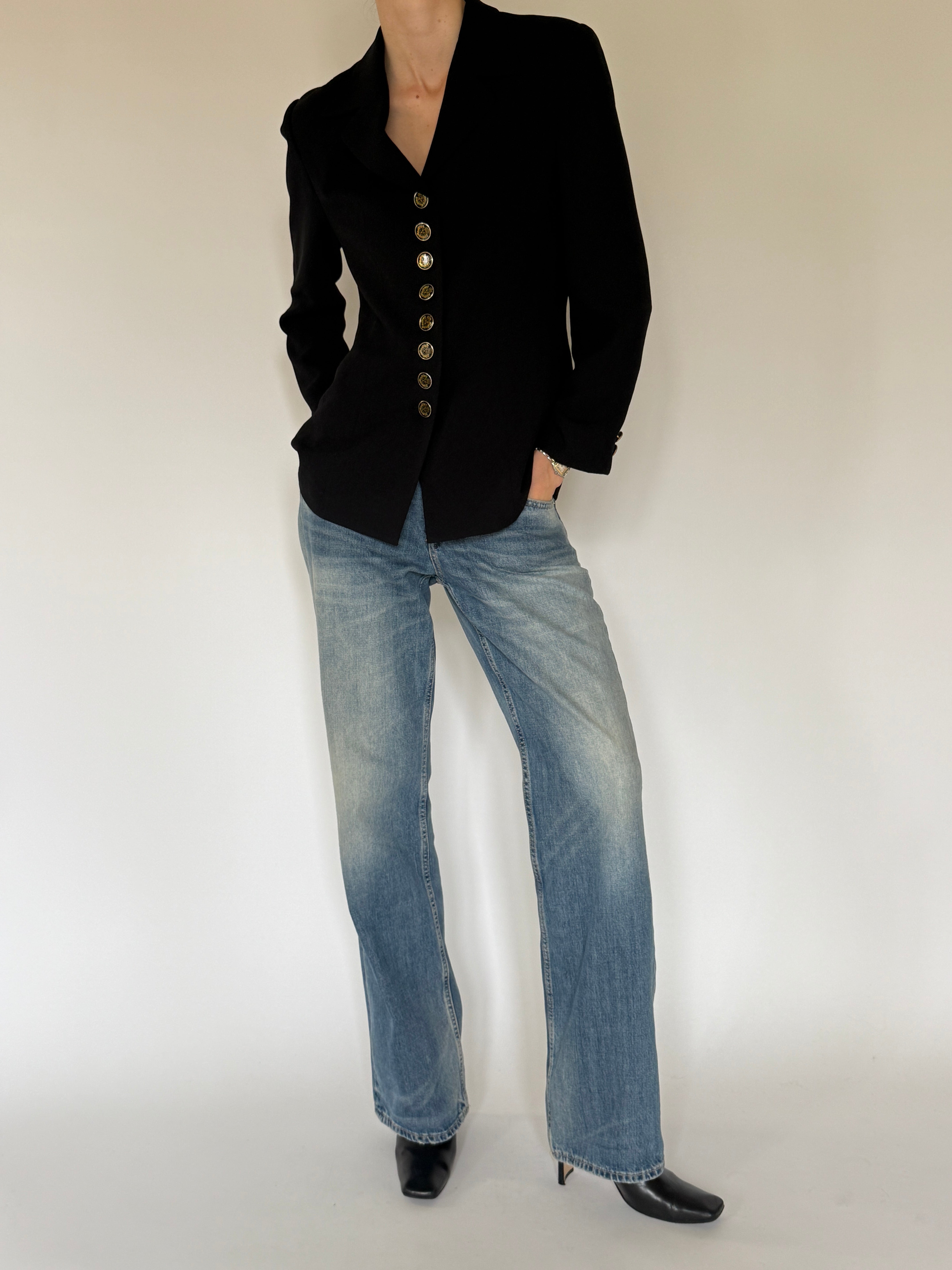 Vintage black blazer front view